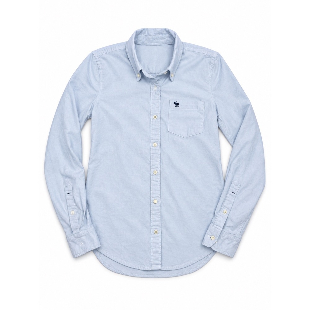 Abercrombie & Fitch Mens Light Blue Stretch Oxford Button Down Shirt Size S